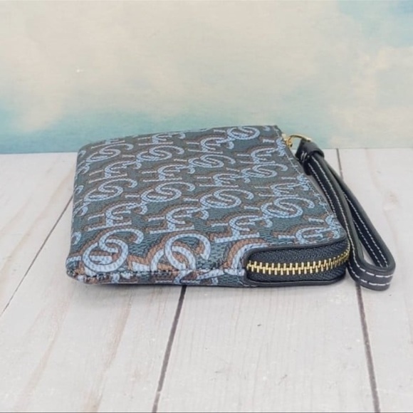 NWT Coach Corner Zip Wristlet Navy Blue Monogram - Picture 6 of 10